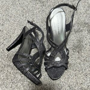Audrey Brooke Black Glitter Heels